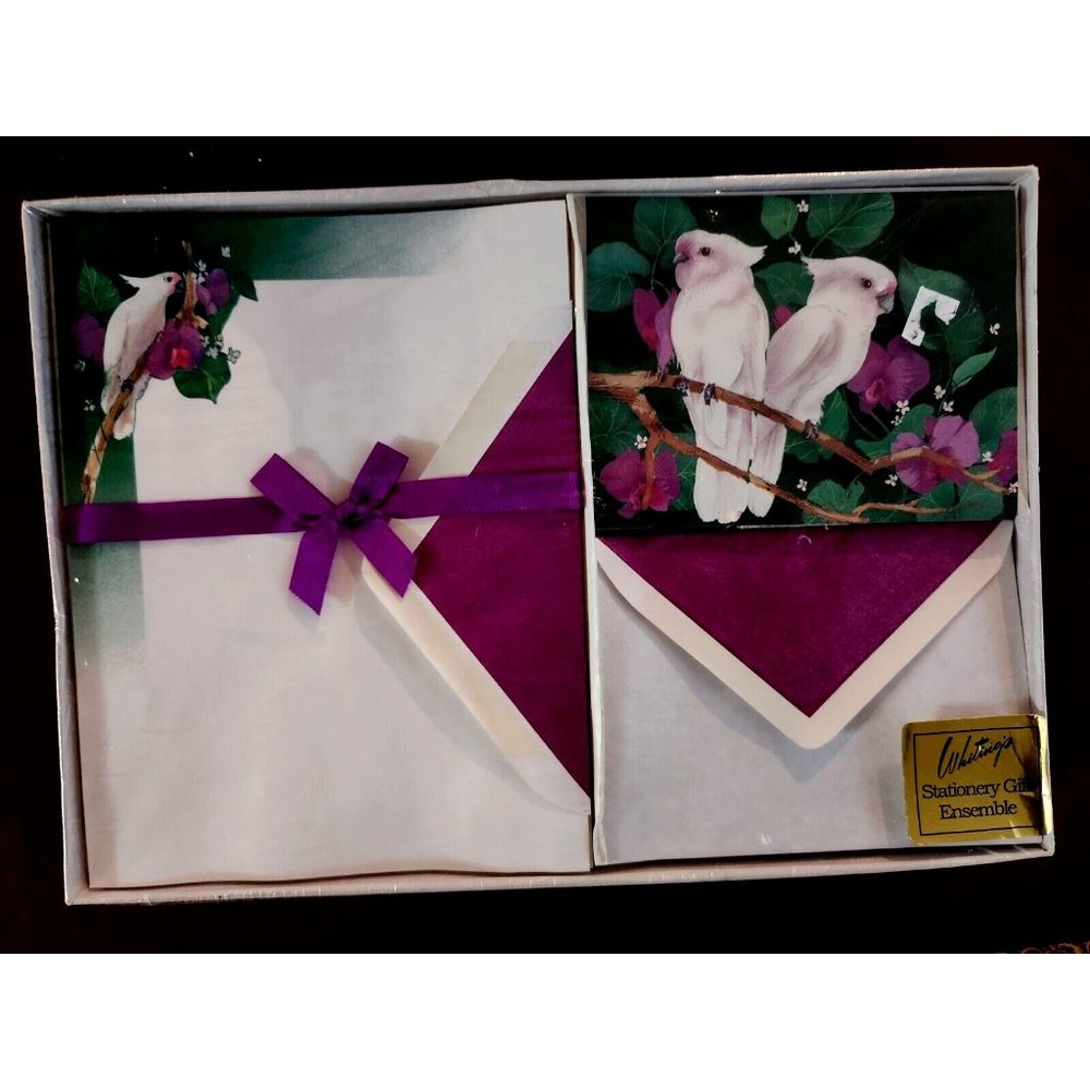 Vintage NIB Cockatoo Bird Whiting's Stationary Gift Ensemble No. 49828 Kit